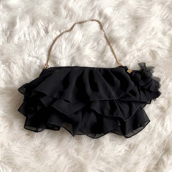 Handbags - GAP Black Ruffled Shoulder Bag